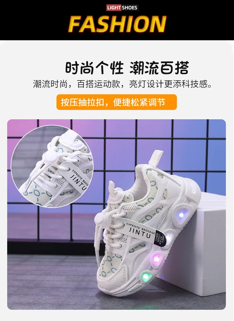 Kids Sneakers Spring New Girl Sneakers Casual LED Kid Shoes Fashion Girls' Shoes Designer Shoes Tenis De Mujer