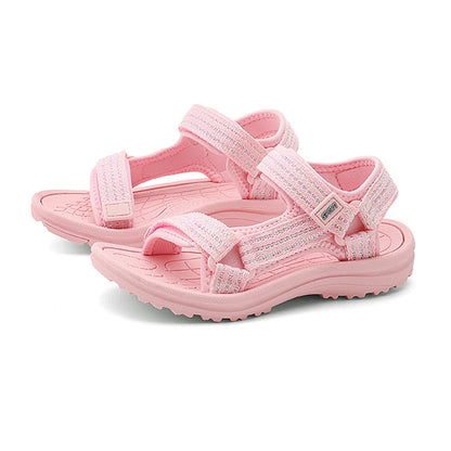 Summer Children Girls' Breathable Sport Sandals Non-Slip Soft Sole Outdoor Beach Shoes Kids Casual Waking Sandals Size 30-38