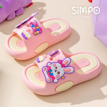 Cute Bunny Children's Home Slippers Girls' Summer Footwear Beach Sandals For Kids Thick Sole Soft Non-slip Home Bathroom Shoes