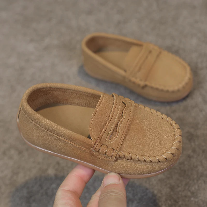 Boys Moccasins Shoes Fashion Solid Color Kids School Causal Shoes Breathable Non-slip Children Slip-on Flats Loafers Size 21-30