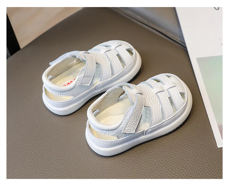 Baby Boys Sandals Girls Casual Shoes Summer Infant Toddler Shoes Anti-Slippery Genuine Leather Sport Beach Sandals for Kids