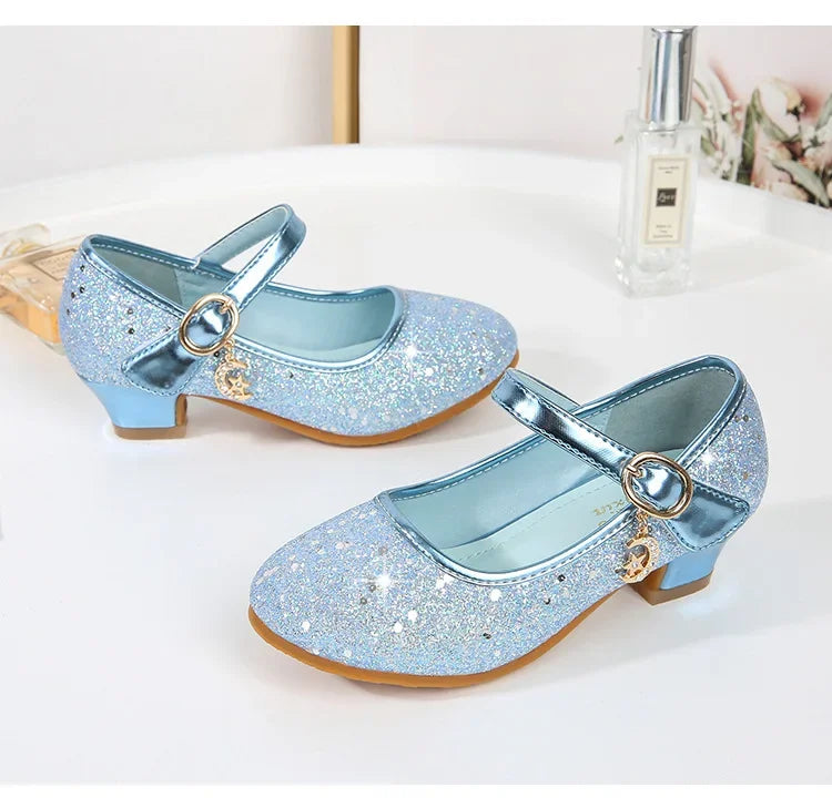 Girl High Heels Princess Shoes Halloween Cosplay Kids Shiny Party Dress Up Leather Shoe for School Uniform Wedding