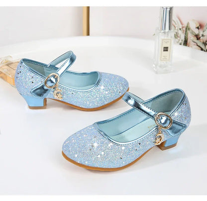 Girl High Heels Princess Shoes Halloween Cosplay Kids Shiny Party Dress Up Leather Shoe for School Uniform Wedding