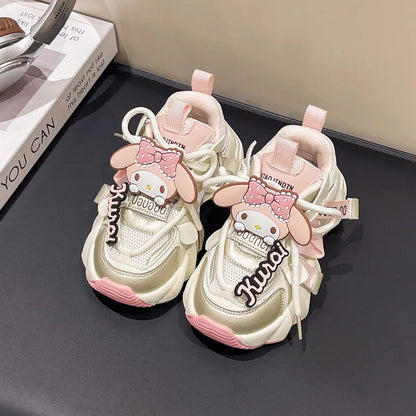 Cute Girl's Sneakers Cartoon Kuromi Melody Children Tennis Shoes Fashion Versatile Causal Classic Kids School Basketball Shoes