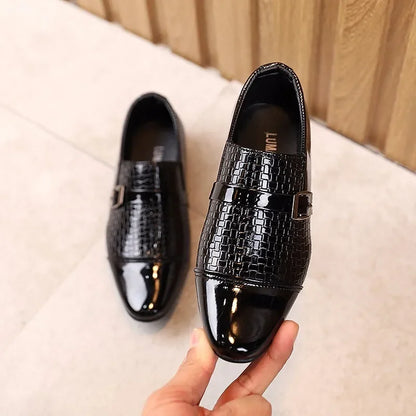 New Kids Leather Shoes Children Baby Loafers Slip-on Flats Students Soft Bottom Performance Shoes Boys Toddler Party Dress Shoes