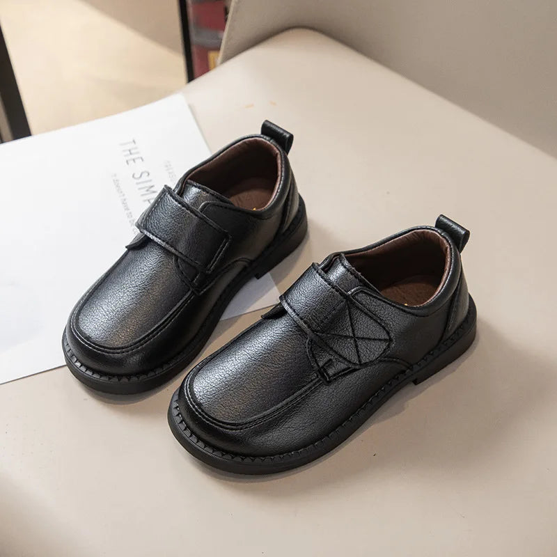 Boys Leather Shoes New Fashion Kids Causal School Formal Flat Shoes Black Brown Simple Performance Children Uniform Shoes