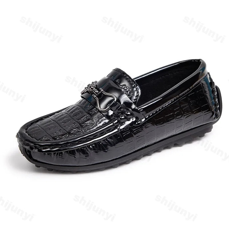 Children's Leather Shoe Boys Moccasins Non-slip Britain Style Round-toe Flat Shoes 2025 Autumn Fashion Casual Kids Loafers