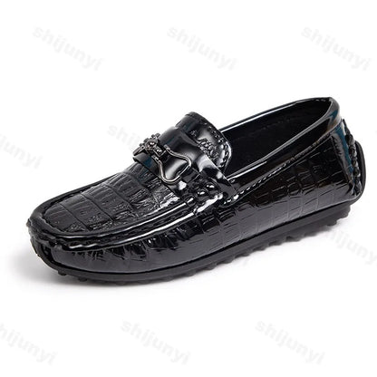 Children's Leather Shoe Boys Moccasins Non-slip Britain Style Round-toe Flat Shoes 2025 Autumn Fashion Casual Kids Loafers
