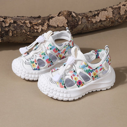 2025 New Summer Kids Sandals For Girls Mesh Flower Breathable Children Sport Shoes Soft Sole Toddler Girls Sandals Beach EU21-30