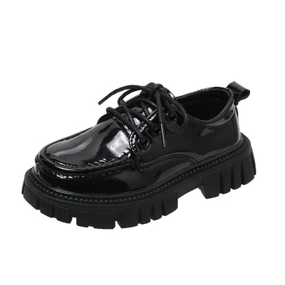Girls Leather Shoes For School Party Wedding Kids Black Loafers Slip-On Children Flats British Style Elegant Princess Shoes