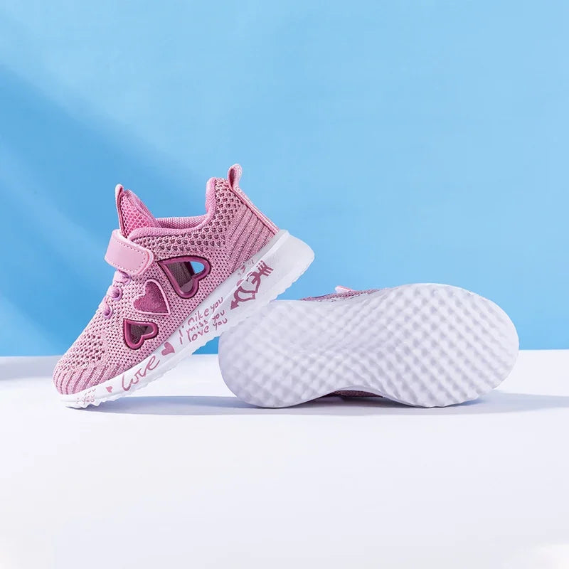 Girls Casual Shoes Children Light Mesh Sneakers Kids Summer Autumn Tenis Cute Sport Cartoon Running Sock Footwear Female
