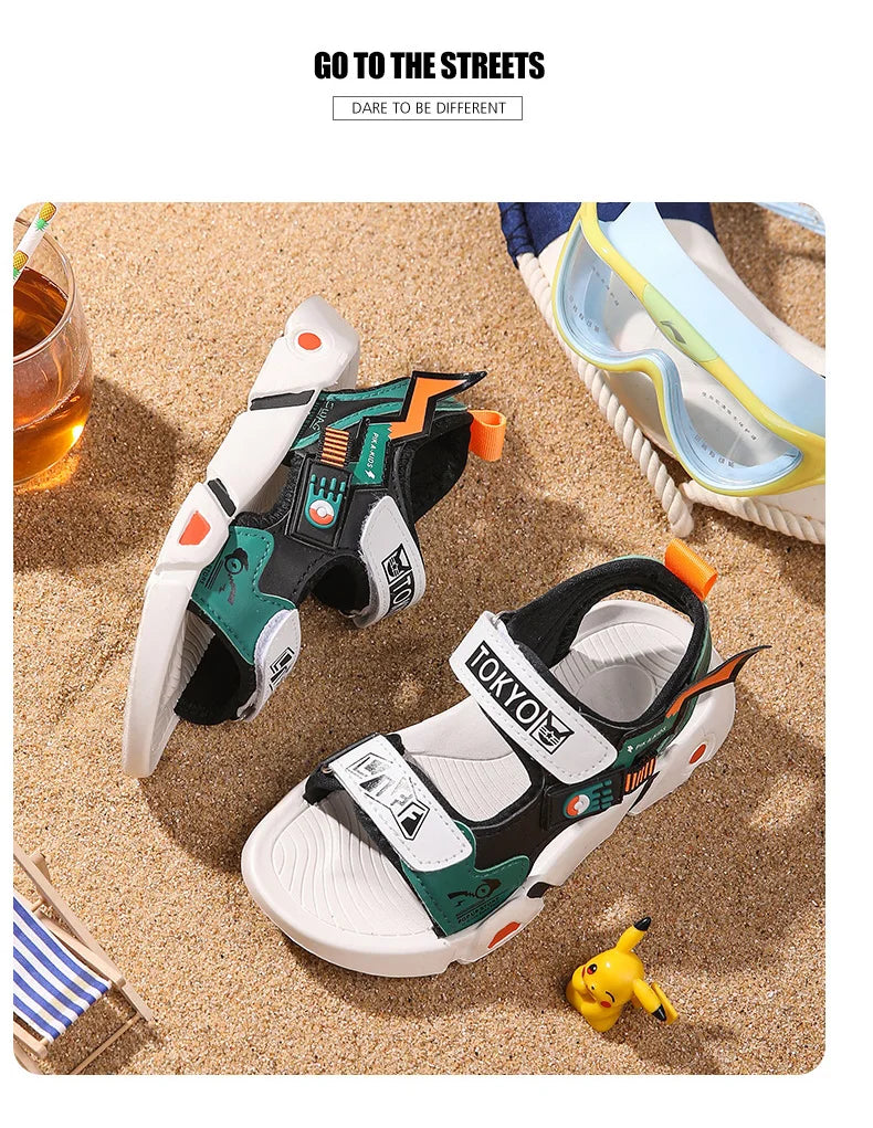 Boys Sandals 1-12 Year Old Soft Sole Anti Slip Sandals Cartoon Outwear Small and Medium Sized Children Beach Sandals