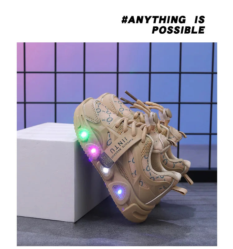 Kids Sneakers Spring New Girl Sneakers Casual LED Kid Shoes Fashion Girls' Shoes Designer Shoes Tenis De Mujer