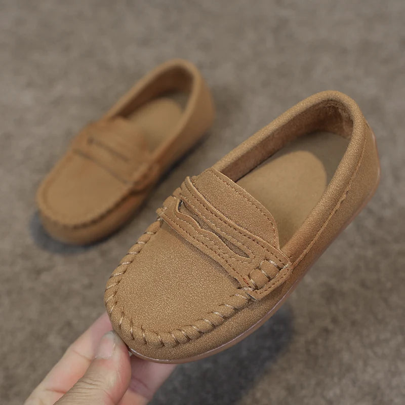 Boys Moccasins Shoes Fashion Solid Color Kids School Causal Shoes Breathable Non-slip Children Slip-on Flats Loafers Size 21-30