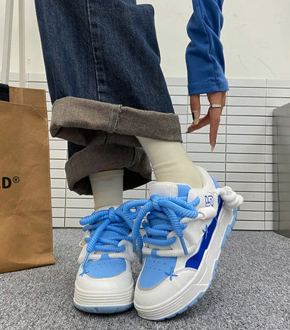 Trendy Women's Men Chunky Sneakers Versatile Casual Thick Soled Board Shoes Female Little White Shoes Walking Shoe Hombre Mujer