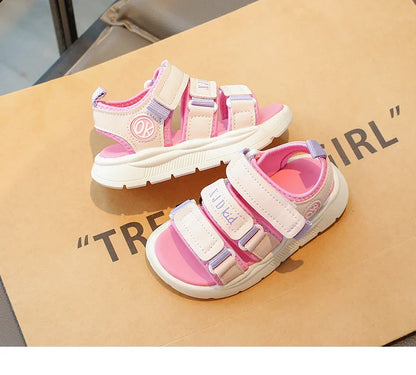 Summer Anti-Slippery Little Kids Sandals for Girls Non-Slip Soft Sole Toddler Beach Shoes School Versatile Chic Casual Footwear