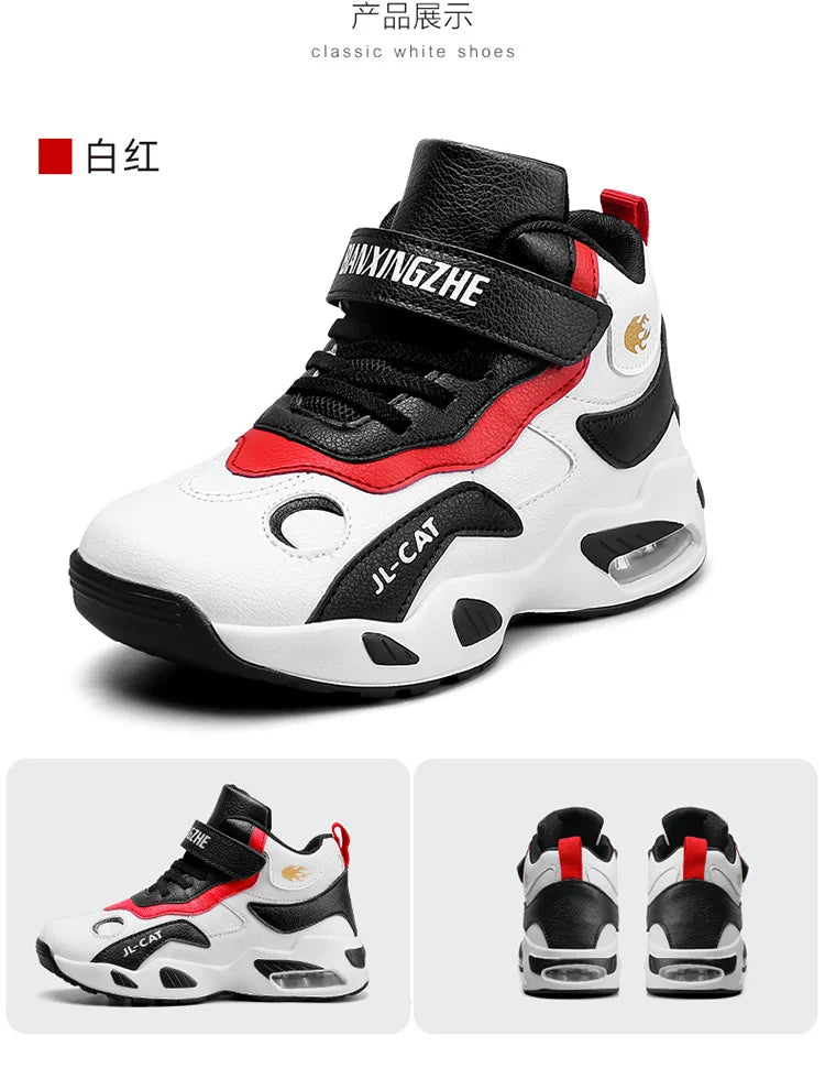Kids Basketball Shoes Boys Student Sports Shoes School Daily Outdoor Running Sneakers High Top Children Basketball Sneakers
