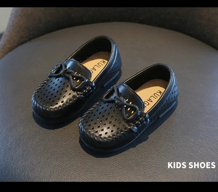Kids Fashion Casual Shoes Slip-on Flats Boys Moccasins  Solid Color 2025 New Hot Soft Breathable Simple Hollow Children Loafers