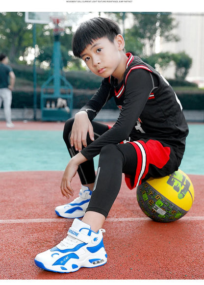 Kids Basketball Shoes Boys Student Sports Shoes School Daily Outdoor Running Sneakers High Top Children Basketball Sneakers