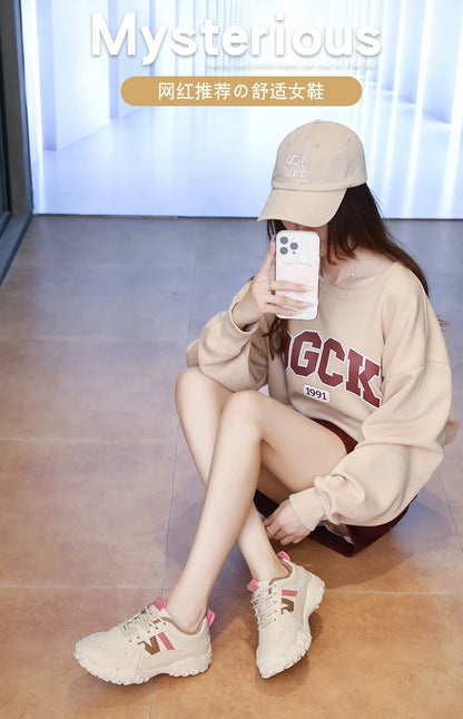 Low-top casual sneakers for women, versatile sports shoes, chunky dad shoes, slip-resistant and durable fashion shoes, KT299-1