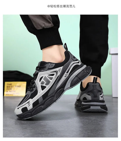 Men's Sneakers Fashion Breathable Sports Shoes Outdoor Running Shoes for Men Lace Up Platform Training Sneakers Tenis Masculino