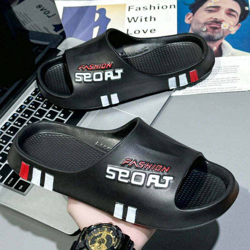 Summer Men Sport Style Slippers Soft Sole Bathroom Anti-slip Outdoor Wear-resistant Beach Fashion Leisure Flat Home Shoes Couple