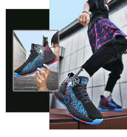 Hot Sale Cheap High Basketball Sneakers Men Women Fashion Printed Basketball Trainers Baskets Outdoor Platform Sport Shoes Boys