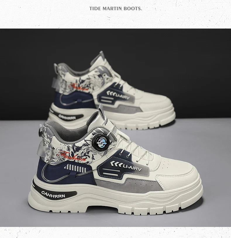 Men's Casual Outdoor Boots Fall Breathable Trendy Versatile Leisure Knob Board Shoes Anti-slip Riding Fashion Sneakers  (Available)