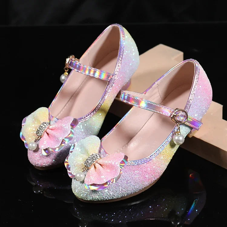 Girls High Heel Dress Shoes Children Princess Marijane Wedding Party High Heels Female  Bridesmaid Kid Show Single Leather Shoes