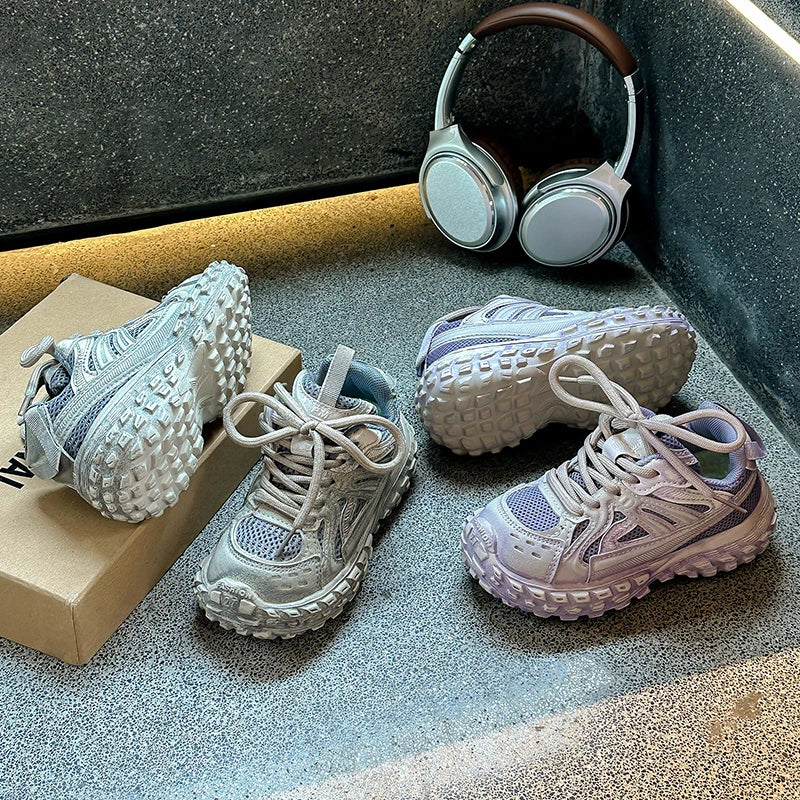 Children Running Shoes Non-slip Boys Girls Sneakers Mesh Breathable 2025 Spring Autumn New Kids Sports Shoes Thick Soft Bottom