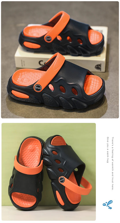 Soft-soled slippers Boys 2025 summer new two-wear children's flip-flops sandals girls breathable non-slip beach shoes