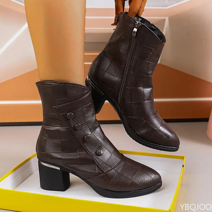 Elegant minimalist short boots women autumn winter fashionable versatile mid heeled soft soled women's shoes mid top boots