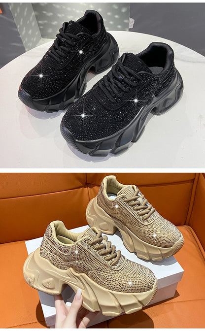 Shoes for Women New Shiny Rhinestone Women's Sneakers Shoes Autumn Korean Fashion Thick Sole Sports Shoes Zapatos De Mujer
