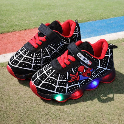 New Boys Breathable Lighted Sneakers Spiiderman Children's  Luminous Shoes Student Teenager Sport Shoes Kids Casual Shoes