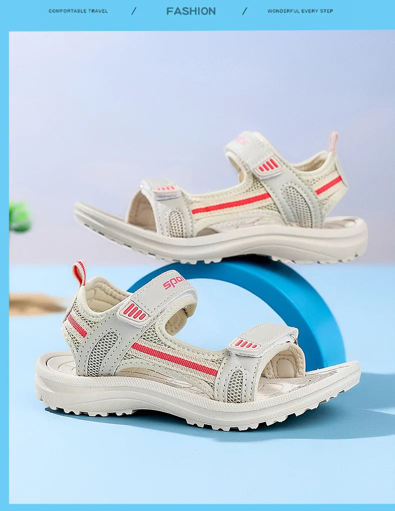 Summer breathable sports sandals for boys, casual beach shoes for children, soft soled comfortable open toe sandals for children
