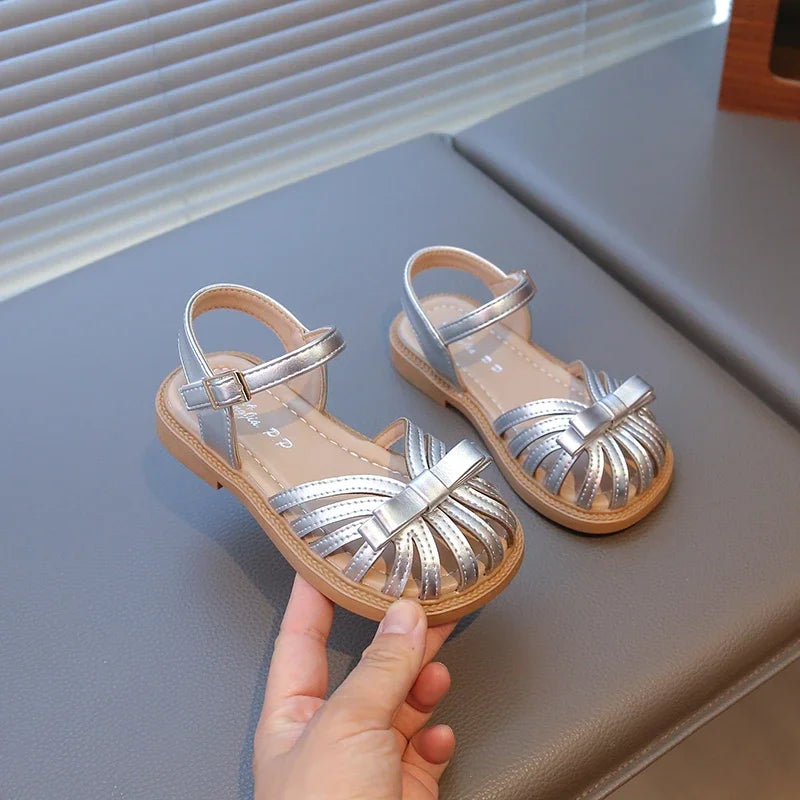 Girls Summer Non-slip Soft Sole Sandals Toddler Cute Bow Round Head Beach Shoes Baby Girl Fashion Elegant School Party Shoes