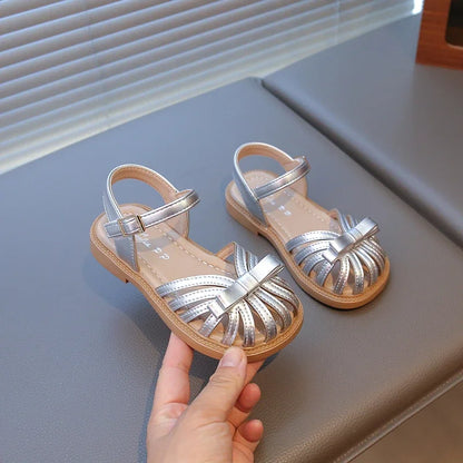 Girls Summer Non-slip Soft Sole Sandals Toddler Cute Bow Round Head Beach Shoes Baby Girl Fashion Elegant School Party Shoes