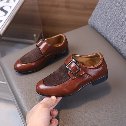 New Boy School Leather Shoes Pointed-toe Kids Formal Uniform Performance Loafers Fashion Versatile Children's Causal Low-heels