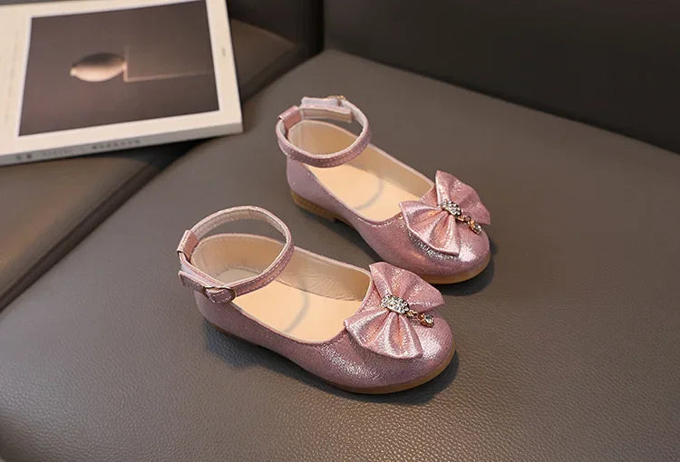 Girls Summer Versatile Rhinestone Fine Glitter Shoes Children Korean Version Bow Princess Sandals Girl Fashion Show Casual Shoes