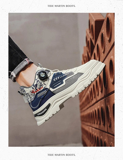 Men's Casual Outdoor Boots Fall Breathable Trendy Versatile Leisure Knob Board Shoes Anti-slip Riding Fashion Sneakers