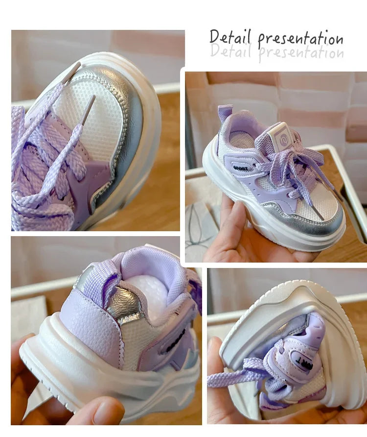 Students Sneakers Soft Sole Girls Running Shoes Mesh Breathable New Fashion Toddle Children Sports Shoes Non-slip Trendy