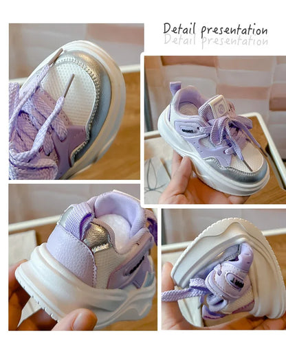 Students Sneakers Soft Sole Girls Running Shoes Mesh Breathable New Fashion Toddle Children Sports Shoes Non-slip Trendy