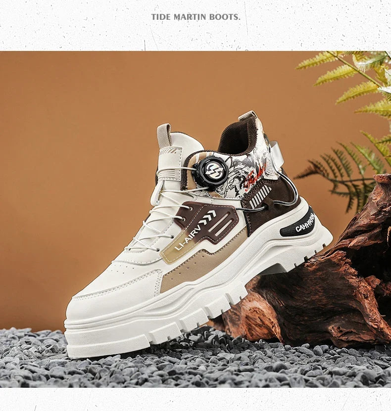 Men's Casual Outdoor Boots Fall Breathable Trendy Versatile Leisure Knob Board Shoes Anti-slip Riding Fashion Sneakers  (Available)