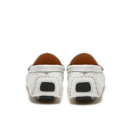 Boys Leather Shoes Black White for School Party Wedding Kids Formal Flats Loafers Slip-on Soft Loafers Children Moccasins 26-37