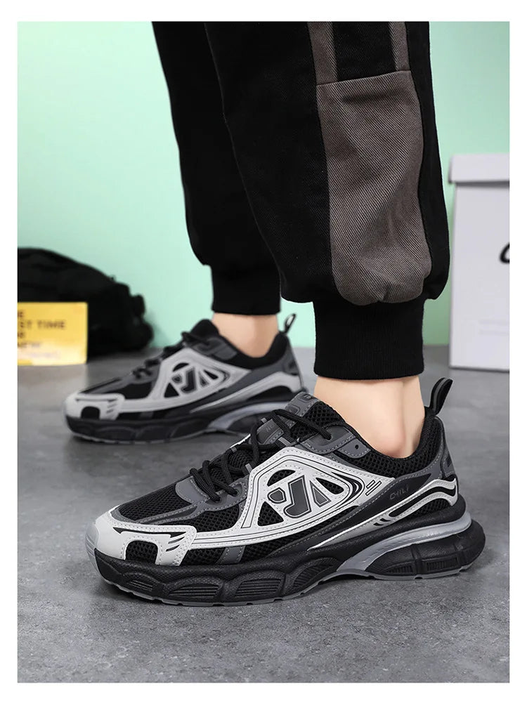 Men's Sneakers Fashion Breathable Sports Shoes Outdoor Running Shoes for Men Lace Up Platform Training Sneakers Tenis Masculino