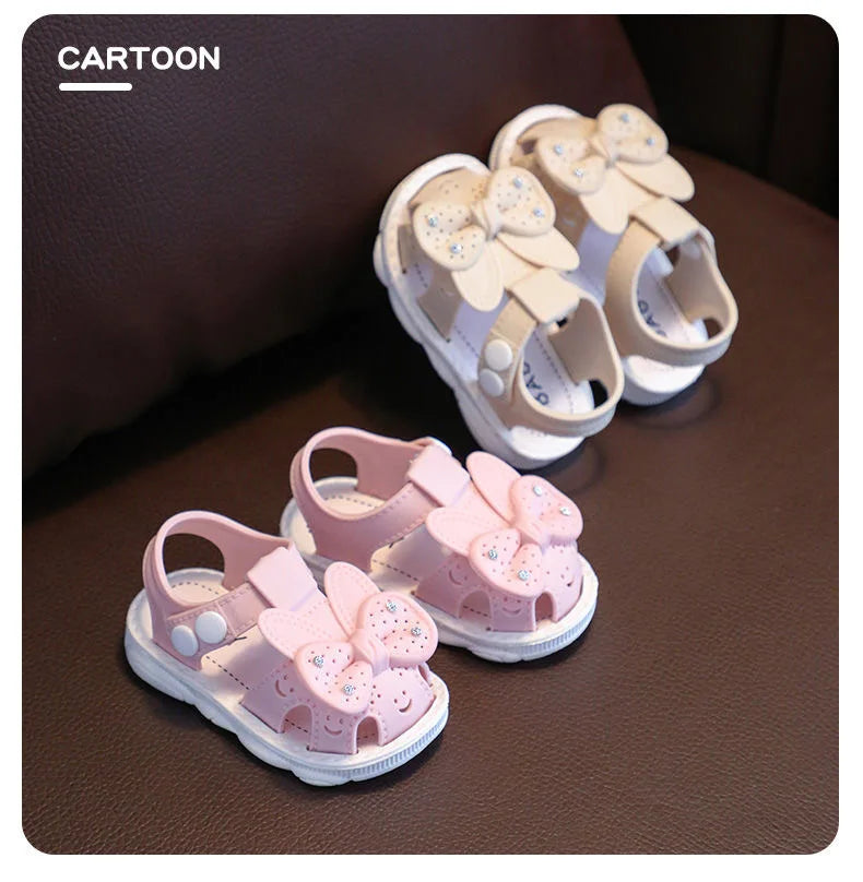 Solid Bow Children's Summer Shoes Cute PVC Beach Non Slip Sandals For Baby Girls Footwear Soft Infant Kids Fashion Sandals
