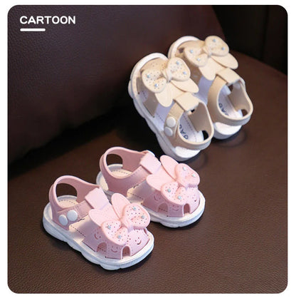 Solid Bow Children's Summer Shoes Cute PVC Beach Non Slip Sandals For Baby Girls Footwear Soft Infant Kids Fashion Sandals