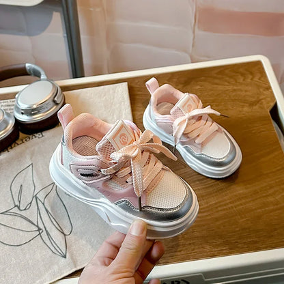 Students Sneakers Soft Sole Girls Running Shoes Mesh Breathable New Fashion Toddle Children Sports Shoes Non-slip Trendy
