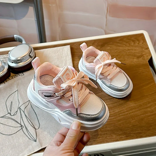 Students Sneakers Soft Sole Girls Running Shoes Mesh Breathable New Fashion Toddle Children Sports Shoes Non-slip Trendy