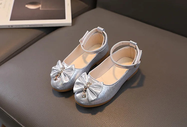 Girls Summer Versatile Rhinestone Fine Glitter Shoes Children Korean Version Bow Princess Sandals Girl Fashion Show Casual Shoes